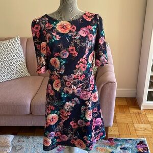 Betsey Johnson Floral Shift Dress with Statement Zipper